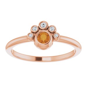14K Rose Gold Natural Citrine & .04 CTW Natural Diamond Ring
