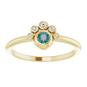 14K Yellow Gold Natural Alexandrite & .04 CTW Natural Diamond Ring