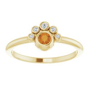 14K Yellow Gold Natural Citrine & .04 CTW Natural Diamond Ring