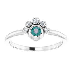 14K White Gold Lab-Grown Alexandrite & .04 CTW Natural Diamond Ring