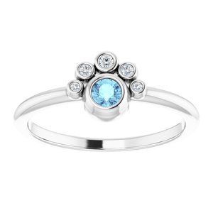Sterling Silver Natural Aquamarine & .04 CTW Natural Diamond Ring