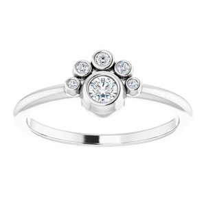 14K White Gold Natural White Sapphire & .04 CTW Natural Diamond Ring