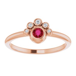 14K Rose Gold Lab-Grown Ruby & .04 CTW Natural Diamond Ring