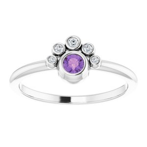 Platinum Natural Amethyst & .04 CTW Natural Diamond Ring
