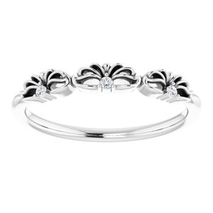 14K White Gold .03 CTW Natural Diamond Crown Ring