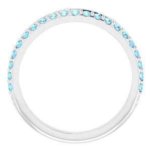 Sterling Silver Natural Aquamarine Stackable Cross Ring