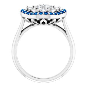 Platinum Natural Blue Sapphire & 1/3 CTW Natural Diamond Ring