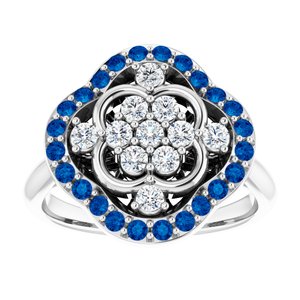 Sterling Silver Natural Blue Sapphire & 1/3 CTW Natural Diamond Ring
