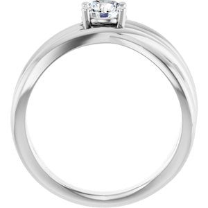 Sterling Silver 1/2 CT Natural Diamond Criss-Cross Ring