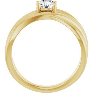 14K Yellow Gold 1/2 CT Natural Diamond Criss-Cross Ring
