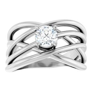 14K White Gold 1/2 CT Lab-Grown Diamond Criss-Cross Ring