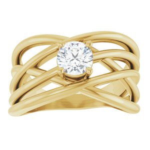 14K Yellow Gold 1/2 CT Lab-Grown Diamond Criss-Cross Ring