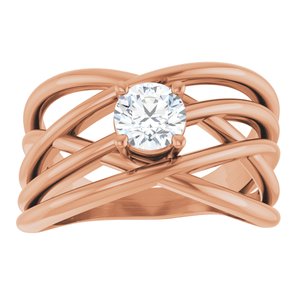 14K Rose Gold 1/2 CT Natural Diamond Criss-Cross Ring