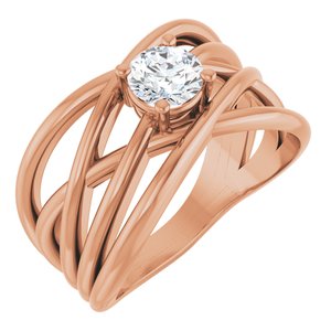 14K Rose Gold 1/2 CT Lab-Grown Diamond Criss-Cross Ring