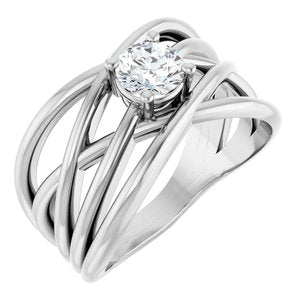 Platinum 1/2 CT Natural Diamond Criss-Cross Ring