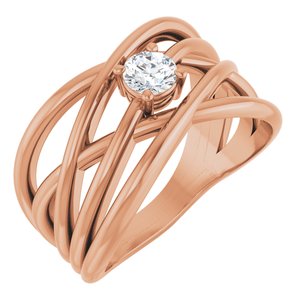 14K Rose Gold 1/4 CT Lab-Grown Diamond Criss-Cross Ring