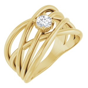 14K Yellow Gold 1/4 CT Lab-Grown Diamond Criss-Cross Ring