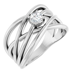 14K White Gold 1/4 CT Lab-Grown Diamond Criss-Cross Ring
