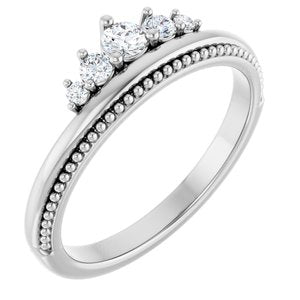 14K White Gold 1/5 CTW Natural Diamond Stackable Crown Ring