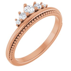14K Rose Gold 1/5 CTW Natural Diamond Stackable Crown Ring