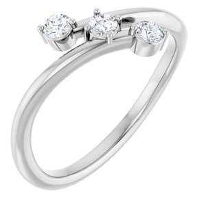 Sterling Silver 1/5 CTW Natural Diamond Three-Stone Bypass Ring