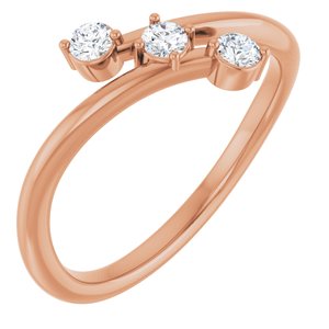14K Rose Gold 1/5 CTW Natural Diamond Three-Stone Bypass Ring