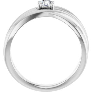 14K White Gold 1/4 CT Lab-Grown Diamond Criss-Cross Ring