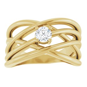 14K Yellow Gold 1/4 CT Lab-Grown Diamond Criss-Cross Ring