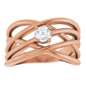 14K Rose Gold 1/4 CT Lab-Grown Diamond Criss-Cross Ring