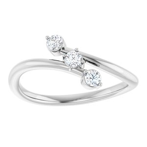 Sterling Silver 1/5 CTW Natural Diamond Three-Stone Bypass Ring