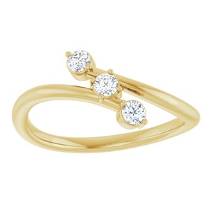 14K Yellow Gold 1/5 CTW Natural Diamond Three-Stone Bypass Ring