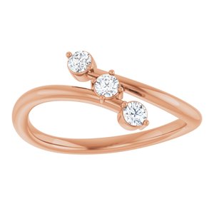 14K Rose Gold 1/5 CTW Natural Diamond Three-Stone Bypass Ring