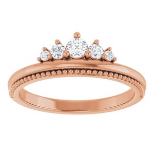 14K Rose Gold 1/5 CTW Natural Diamond Stackable Crown Ring