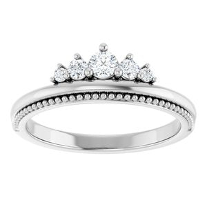 Platinum 1/5 CTW Natural Diamond Stackable Crown Ring