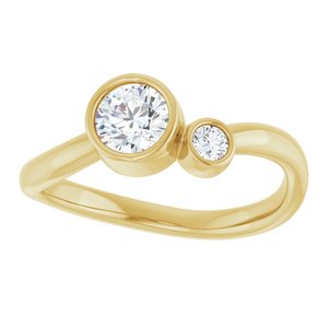 14K Yellow Gold 5 mm Natural White Sapphire & .06 CT Natural Diamond Ring