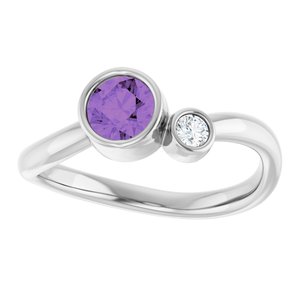 Platinum 5 mm Natural Amethyst & .06 CT Natural Diamond Ring