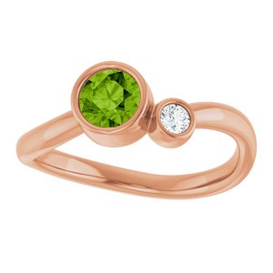 14K Rose Gold 5 mm Natural Peridot & .06 CT Natural Diamond Ring