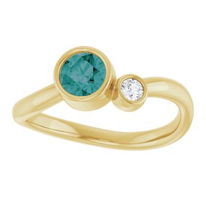 14K Yellow Gold 5 mm Lab-Grown Alexandrite & .06 CT Natural Diamond Ring