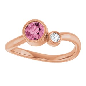 14K Rose Gold 5 mm Natural Pink Tourmaline & .06 CT Natural Diamond Ring