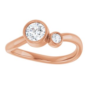 14K Rose Gold 5 mm Natural White Sapphire & .06 CT Natural Diamond Ring