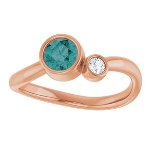 14K Rose Gold 5 mm Lab-Grown Alexandrite & .06 CT Natural Diamond Ring