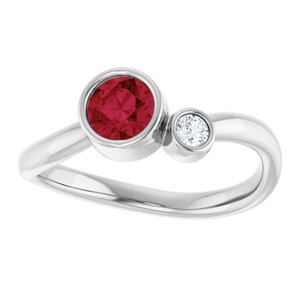 Platinum 5 mm Lab-Grown Ruby & .06 CT Natural Diamond Ring