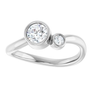 14K White Gold 5 mm Natural White Sapphire & .06 CT Natural Diamond Ring