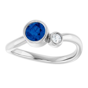 Platinum 5 mm Natural Blue Sapphire & .06 CT Natural Diamond Ring