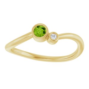 14K Yellow Gold 3 mm Natural Peridot & .015 CT Natural Diamond Ring