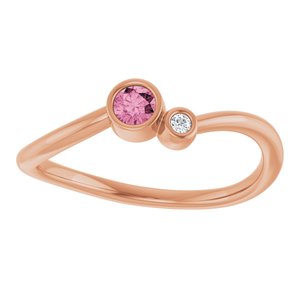 14K Rose Gold 3 mm Natural Pink Tourmaline & .015 CT Natural Diamond Ring