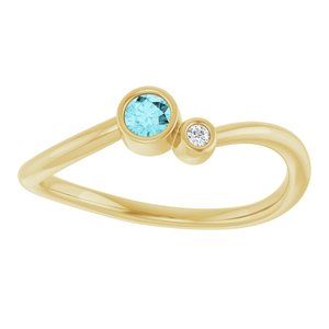 14K Yellow Gold 3 mm Natural Blue Zircon & .015 CT Natural Diamond Ring