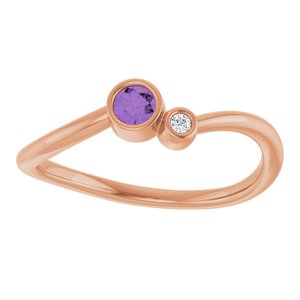 14K Rose Gold 3 mm Natural Alexandrite & .015 CT Natural Diamond Ring