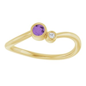 14K Yellow Gold 3 mm Natural Alexandrite & .015 CT Natural Diamond Ring