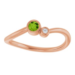 14K Rose Gold 3 mm Natural Peridot & .015 CT Natural Diamond Ring
